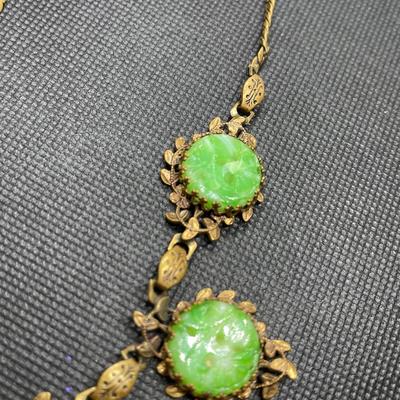 Vintage lustren jewelry set necklace and earrings- art nouveau revival