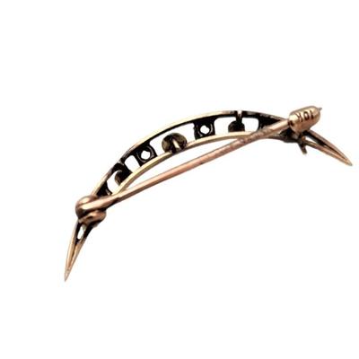 Lot #125D Antique 10kt Gold Crescent Moon Brooch - pearls/topaz