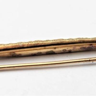 Lot #126D Antique 14kt Yellow Gold Bar Pin with Enameled Floral Design