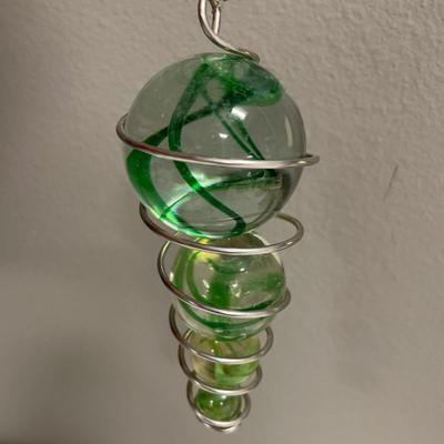 Green ball and wire hanging decor