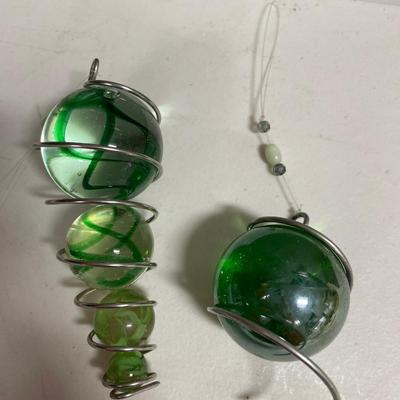 Green ball and wire hanging decor