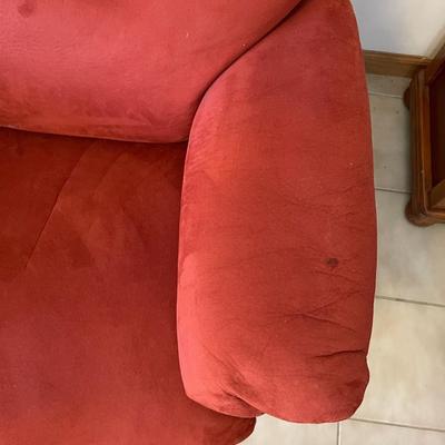 Maroon Chair and Ottoman - Natuzzi
