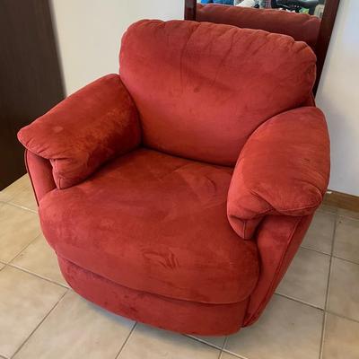 Maroon Chair and Ottoman - Natuzzi