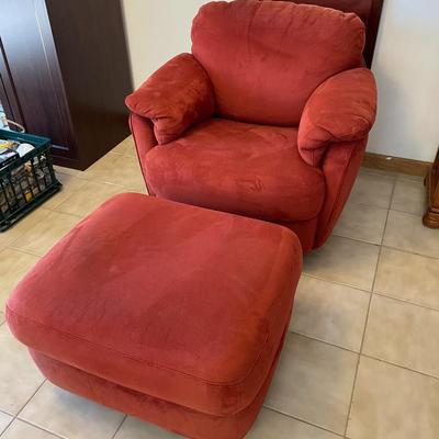 Maroon Chair and Ottoman - Natuzzi