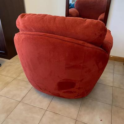 Maroon Chair and Ottoman - Natuzzi