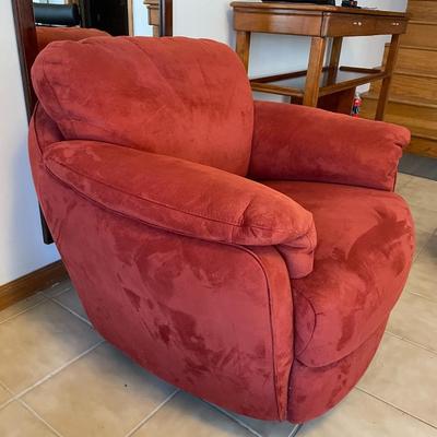 Maroon Chair and Ottoman - Natuzzi