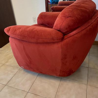 Maroon Chair and Ottoman - Natuzzi