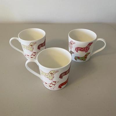 Set of Three Fine Bone China Coffee Mugs
