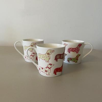Set of Three Fine Bone China Coffee Mugs