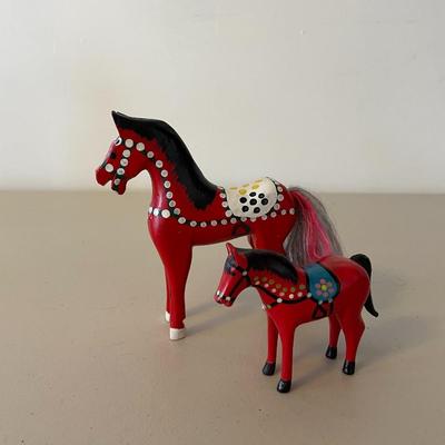 Pair of Red Painted Horses