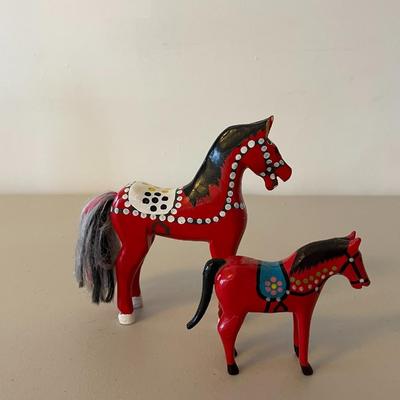 Pair of Red Painted Horses
