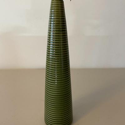 Green Vase with Metal Rose