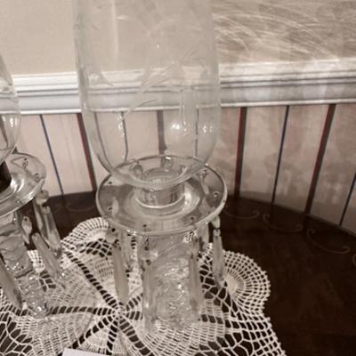 Vintage Glass candle holders with chimneys
