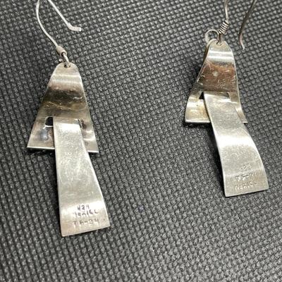 Vintage Taxco mexico silver dangle earrings