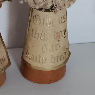Two sets of vintage wooden salt & pepper people Enesco