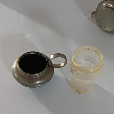Unique lamp globe salt & pepper shakers and two small lantern shakers