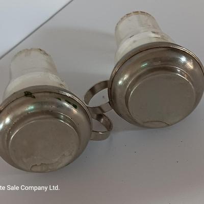 Unique lamp globe salt & pepper shakers and two small lantern shakers