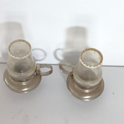 Unique lamp globe salt & pepper shakers and two small lantern shakers