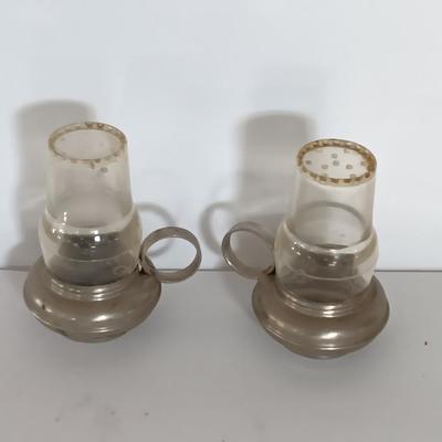 Unique lamp globe salt & pepper shakers and two small lantern shakers