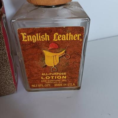 Avon Stanley Steamer car bottle with box and Englich leather lotion bottle