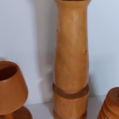 Decorative Wood lathed vases and mug