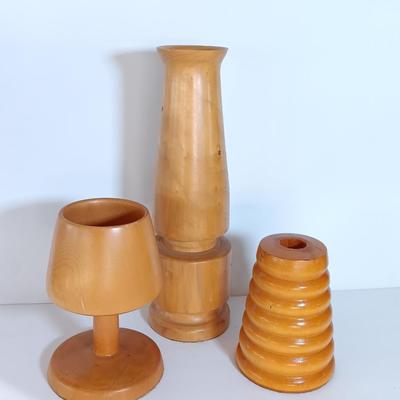 Decorative Wood lathed vases and mug