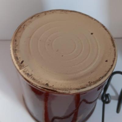 Three Vintage stoneware crocks with Bail handles - cheese crock