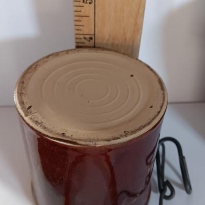 Three Vintage stoneware crocks with Bail handles - cheese crock