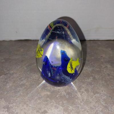 GORGOUS SOLID BLUE GLASS DOLPHINE AND PAPERWEIGHT