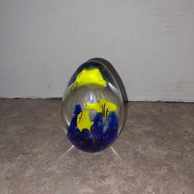 GORGOUS SOLID BLUE GLASS DOLPHINE AND PAPERWEIGHT