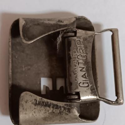vintage belt buckles silver plate /silver front giant grip - beads - and assortment of other buckles