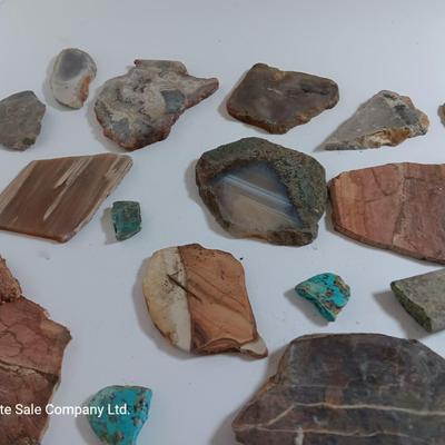 Stone rock collection - agate - sun catcher - blue stone - and more