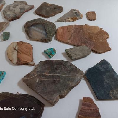 Stone rock collection - agate - sun catcher - blue stone - and more