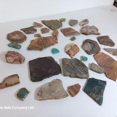 Stone rock collection - agate - sun catcher - blue stone - and more