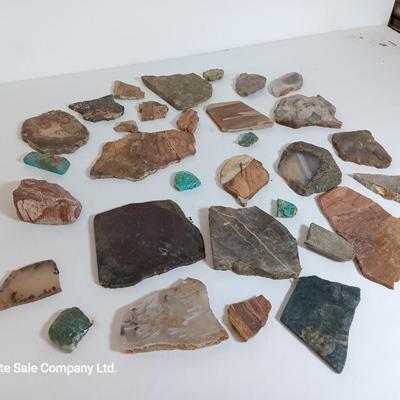 Stone rock collection - agate - sun catcher - blue stone - and more