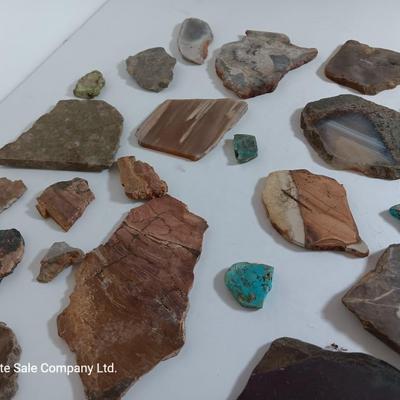 Stone rock collection - agate - sun catcher - blue stone - and more