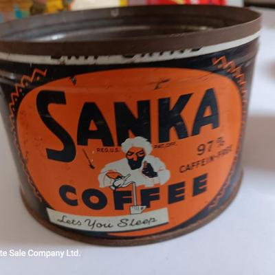 Vintage metal cans - coffee - peanuts - and others