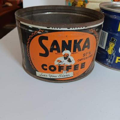 Vintage metal cans - coffee - peanuts - and others