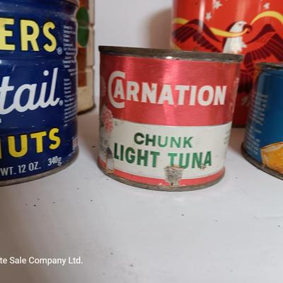 Vintage metal cans - coffee - peanuts - and others