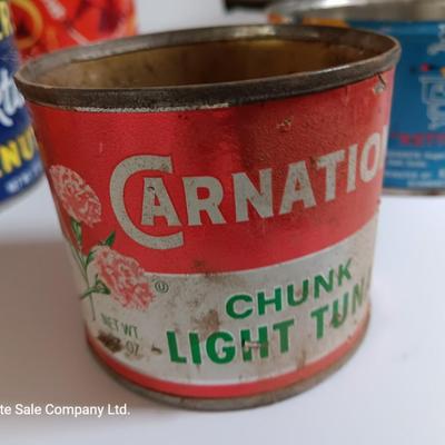 Vintage metal cans - coffee - peanuts - and others