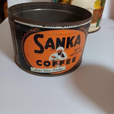 Vintage metal cans - coffee - peanuts - and others