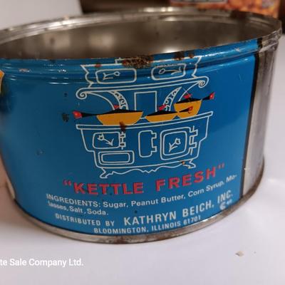 Vintage metal cans - coffee - peanuts - and others