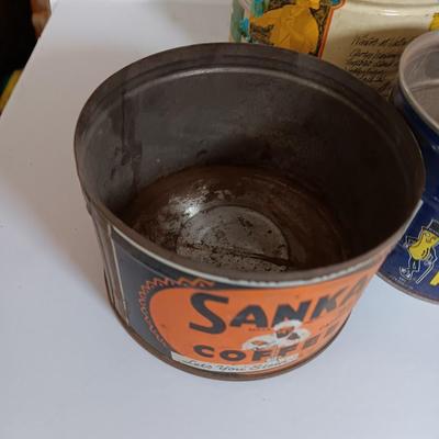 Vintage metal cans - coffee - peanuts - and others