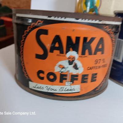 Vintage metal cans - coffee - peanuts - and others