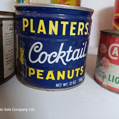 Vintage metal cans - coffee - peanuts - and others
