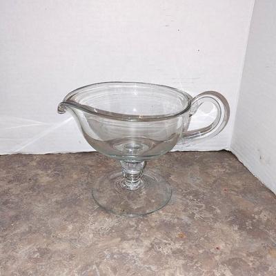 ETCHED GLASS CREAMER-GLASS GRAVY BOWL-GLASS DISHES AND MORE