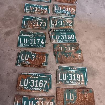 Vintage Colorado license plates All LU= most have 2 plates - for front and back