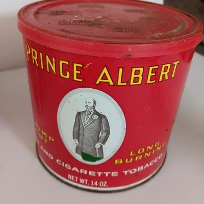 Prince Albert tin with smaller Price Albert tin and a vintage Cigar box