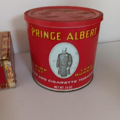 Prince Albert tin with smaller Price Albert tin and a vintage Cigar box