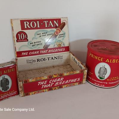 Prince Albert tin with smaller Price Albert tin and a vintage Cigar box